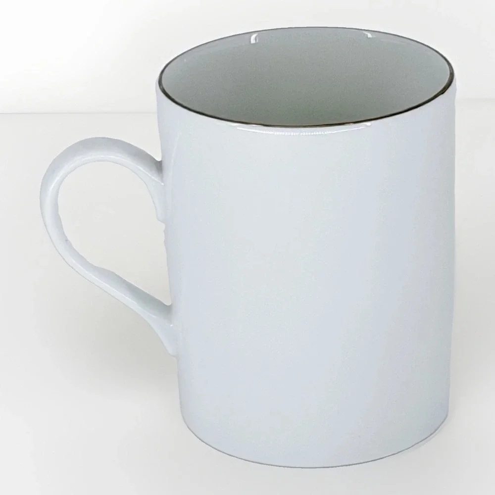 Pottery Barn Rudolph‎ Reindeer Christmas Mug White Silver Rim Japan 4